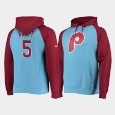 Men's Philadelphia Phillies #36 Robin Roberts Throwback Light Blue/Maroon Raglan Pullover Hoodie