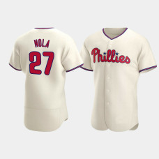 Men's Philadelphia Phillies #27 Aaron Nola Cream Authentic 2020 Alternate Jersey