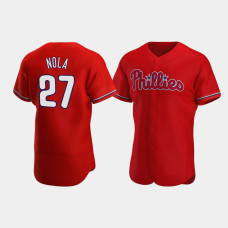 Men's Philadelphia Phillies #27 Aaron Nola Red Authentic 2020 Alternate Jersey