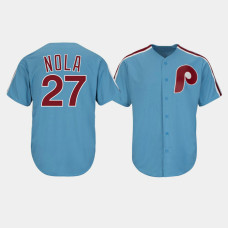 Philadelphia Phillies #27 Aaron Nola Cooperstown Collection Cool Base Light Blue Alternate Jersey Men's