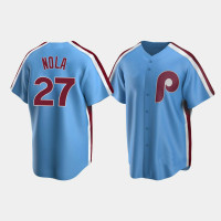 Men's Philadelphia Phillies Aaron Nola #27 Light Blue Cooperstown Collection Road Jersey Men's Philadelphia Phillies Aaron Nola #27 Light Blue Cooperstown Collection Road Jersey
