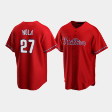 Men's Philadelphia Phillies #27 Aaron Nola Red Replica Alternate Jersey