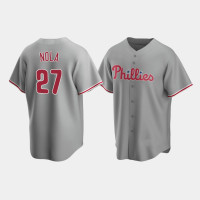 Men's Philadelphia Phillies #27 Aaron Nola Gray Replica Road Jersey