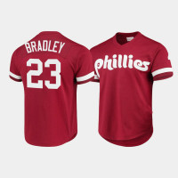 Men's Philadelphia Phillies #23 Archie Bradley Cooperstown Collection Mesh Batting Practice Scarlet Jersey