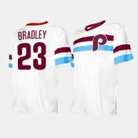 Men's Philadelphia Phillies #23 Archie Bradley Cooperstown Collection V-Neck White Jersey