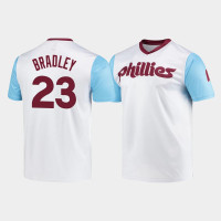 Men's Philadelphia Phillies Archie Bradley White Cooperstown Collection V-Neck Wordmark Jersey