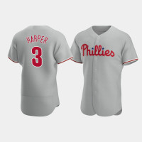 Men's Philadelphia Phillies #3 Bryce Harper Gray Authentic 2020 Road Jersey