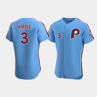 Men's Philadelphia Phillies #3 Bryce Harper Light Blue Authentic Alternate Jersey Men's Philadelphia Phillies #3 Bryce Harper Light Blue Authentic Alternate Jersey
