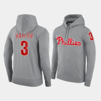 Men's Philadelphia Phillies #3 Bryce Harper Authentic Gray Road Hoodie Men's Philadelphia Phillies #3 Bryce Harper Authentic Gray Road Hoodie