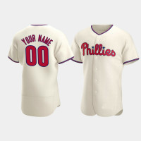 Men's Philadelphia Phillies #00 Custom Cream Authentic 2020 Alternate Jersey Men's Philadelphia Phillies #00 Custom Cream Authentic 2020 Alternate Jersey