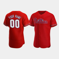 Men's Philadelphia Phillies #00 Custom Red Authentic 2020 Alternate Jersey Men's Philadelphia Phillies #00 Custom Red Authentic 2020 Alternate Jersey