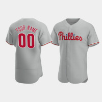 Men's Philadelphia Phillies #00 Custom Gray Authentic 2020 Road Jersey Men's Philadelphia Phillies #00 Custom Gray Authentic 2020 Road Jersey