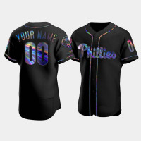 Men's Philadelphia Phillies Custom Black Authentic Golden Edition Holographic Jersey