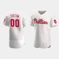 Men's Philadelphia Phillies #00 Custom White Authentic Home Jersey