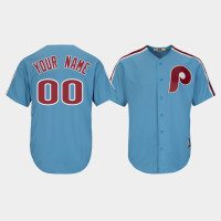 Men's Philadelphia Phillies Custom #00 Light Blue Cooperstown Cool Base Jersey