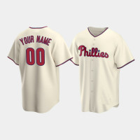 Men's Philadelphia Phillies #00 Custom Cream Replica Alternate Jersey