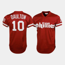 Philadelphia Phillies #10 Darren Daulton Cooperstown Collection Mesh Batting Practice Red Mitchell & Ness Jersey Men's