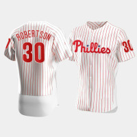 Men's Philadelphia Phillies #30 David Robertson White Authentic Jersey