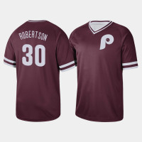 Men's Philadelphia Phillies David Robertson #30 Maroon Cooperstown Collection V-Neck Legend Jersey