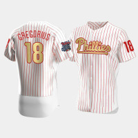 Men's Philadelphia Phillies #18 Didi Gregorius White 2008 World Series Champions Jersey