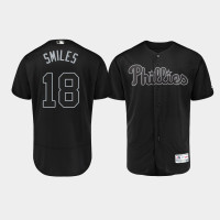 Men's Philadelphia Phillies Authentic #18 Drew Smyly 2019 Players' Weekend Black Smiles Jersey Men's Philadelphia Phillies Authentic #18 Drew Smyly 2019 Players' Weekend Black Smiles Jersey