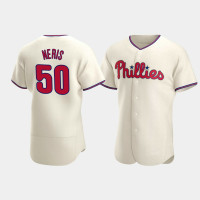 Men's Philadelphia Phillies #50 Hector Neris Cream Authentic 2020 Alternate Jersey