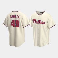Men's Philadelphia Phillies #49 Jake Arrieta Cream Replica Alternate Jersey