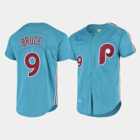 Men's Philadelphia Phillies #9 Jay Bruce Light Blue Cooperstown Collection Mitchell & Ness Authentic Jersey