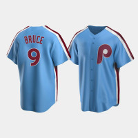 Men's Philadelphia Phillies Jay Bruce #9 Light Blue Cooperstown Collection Road Jersey Men's Philadelphia Phillies Jay Bruce #9 Light Blue Cooperstown Collection Road Jersey
