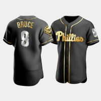 Men's Philadelphia Phillies Jay Bruce #9 Black Golden Edition Authentic Jersey