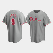 Men's Philadelphia Phillies #9 Jay Bruce Gray Replica Road Jersey