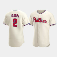 Men's Philadelphia Phillies #2 Jean Segura Cream Authentic 2020 Alternate Jersey