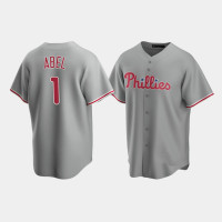 Men's Philadelphia Phillies Mick Abel #1 Gray 2020 Draft Road Replica Jersey
