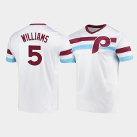 Men's Philadelphia Phillies #5 Nick Williams White Cooperstown Collection V-Neck Jersey