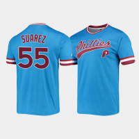 Philadelphia Phillies Ranger Suarez Men's Light Blue V-Neck Cooperstown Collection Jersey
