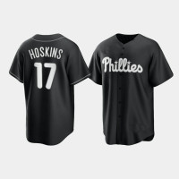Philadelphia Phillies Rhys Hoskins Black White 2021 All Black Fashion Replica Jersey
