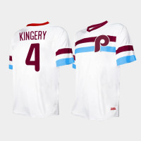 Men's Philadelphia Phillies #4 Scott Kingery Cooperstown Collection V-Neck White Jersey