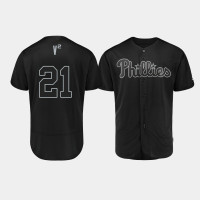 Men's Philadelphia Phillies Authentic #21 Vince Velasquez 2019 Players' Weekend Black V² Jersey Men's Philadelphia Phillies Authentic #21 Vince Velasquez 2019 Players' Weekend Black V² Jersey