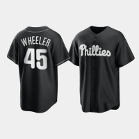 Philadelphia Phillies Zack Wheeler Black White 2021 All Black Fashion Replica Jersey