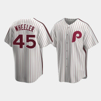 Men's Philadelphia Phillies #45 Zack Wheeler Cooperstown Collection Home White Jersey