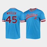 Philadelphia Phillies Zack Wheeler Men's Light Blue V-Neck Cooperstown Collection Jersey