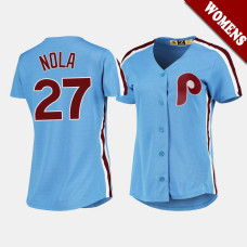 Women's Philadelphia Phillies Aaron Nola #27 Light Blue Cooperstown Collection Road Jersey