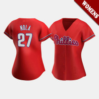 Women's Philadelphia Phillies Aaron Nola #27 Red Replica 2020 Alternate Jersey
