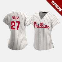 Women's Philadelphia Phillies Aaron Nola #27 White Replica 2020 Home Jersey