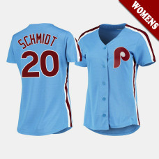 Women's Philadelphia Phillies Mike Schmidt #20 Light Blue Cooperstown Collection Road Jersey