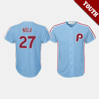 Youth Philadelphia Phillies #27 Aaron Nola Cooperstown Collection Road Light Blue Jersey