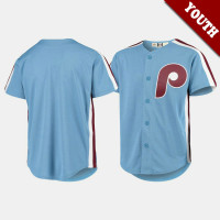 Philadelphia Phillies Cooperstown Collection Cool Base Light Blue Majestic Replica Jersey Youth