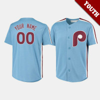 Youth Philadelphia Phillies Custom #00 Light Blue Cooperstown Collection Road Jersey