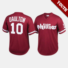 Philadelphia Phillies #10 Darren Daulton Cooperstown Collection Mesh Batting Practice Burgundy Mitchell & Ness Jersey Youth