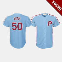 Youth Philadelphia Phillies #50 Hector Neris Cooperstown Collection Road Light Blue Jersey